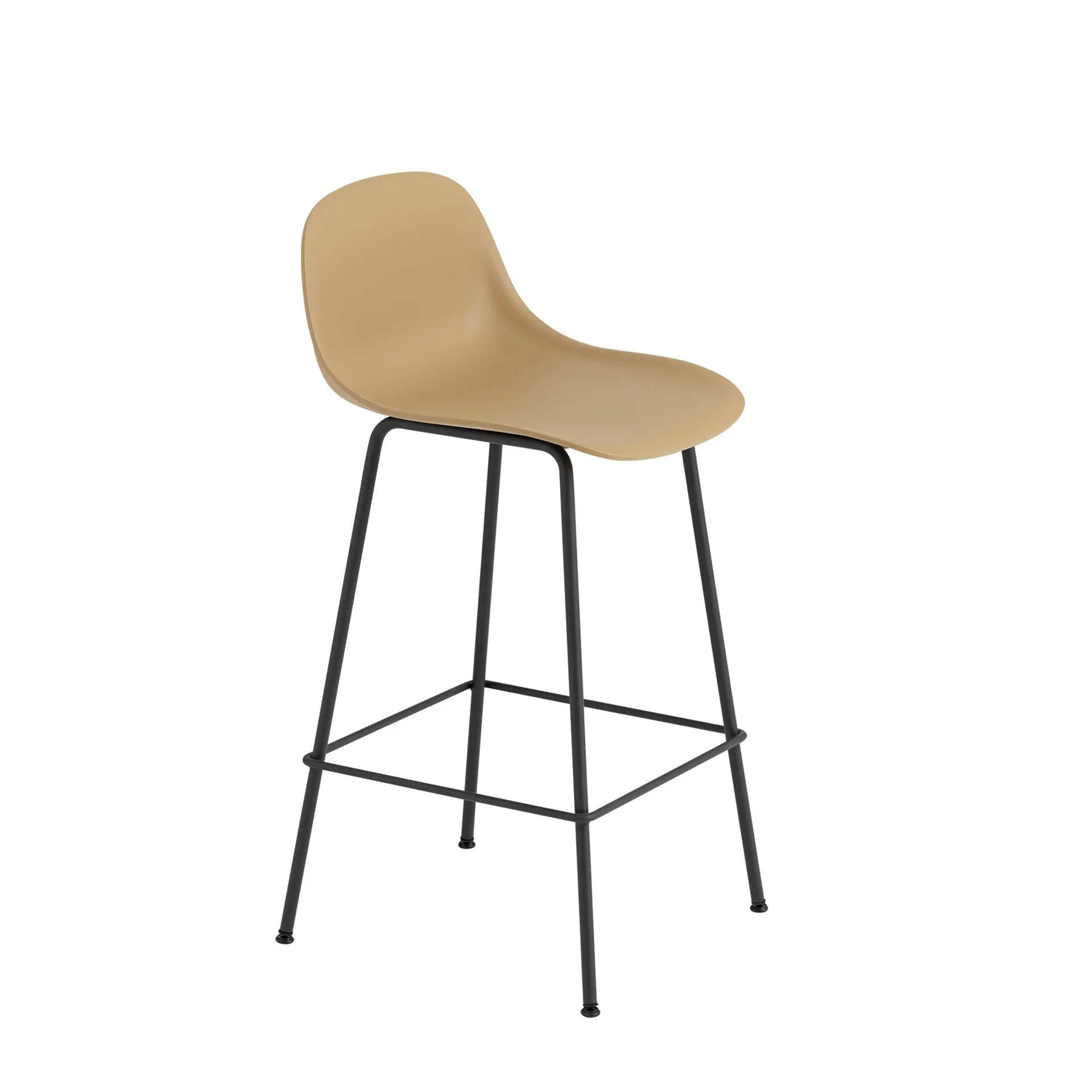 Fiber Tube barstol ryggstöd 65 cm, Ochre-black (plastic) Muuto