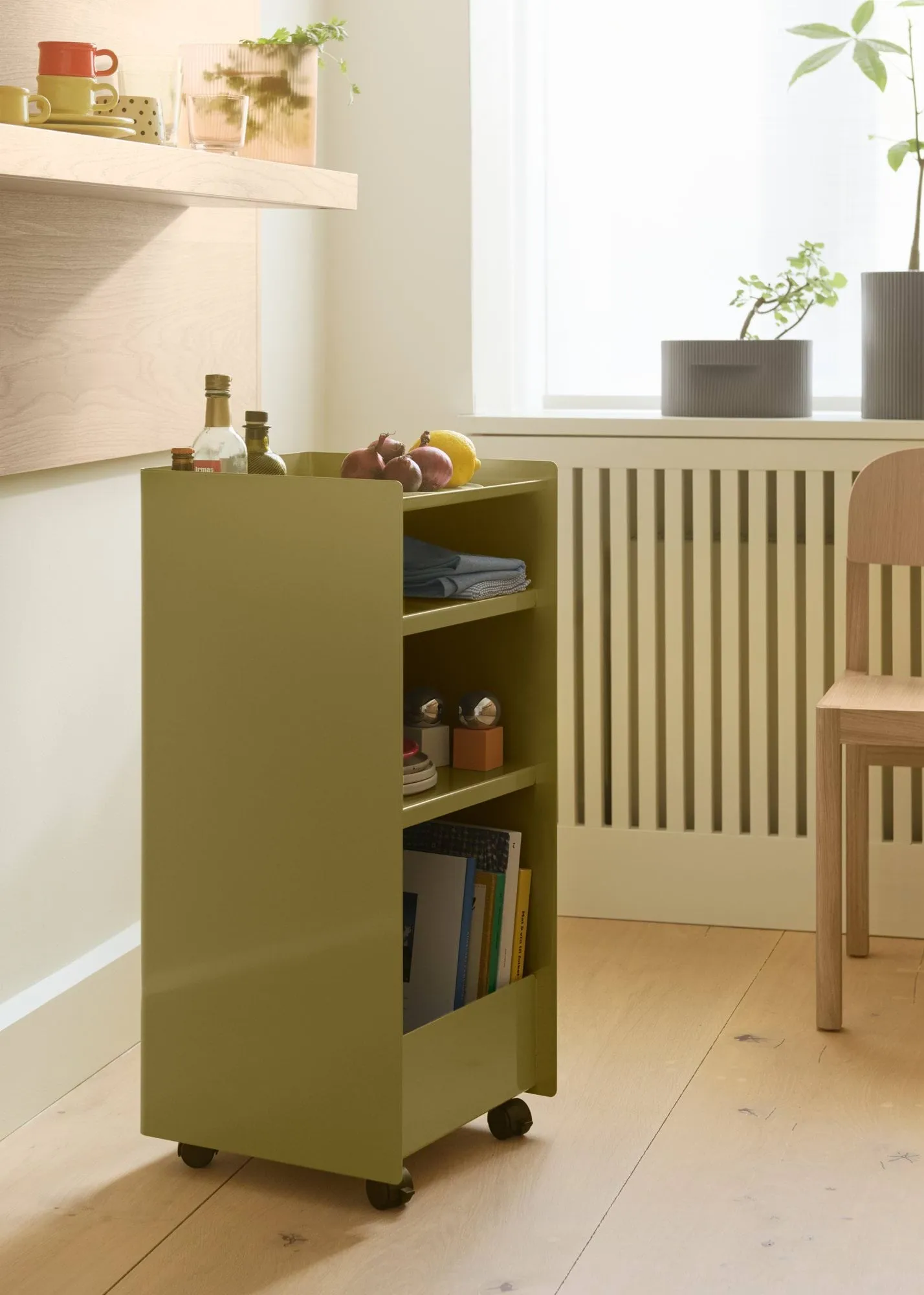 Folded Trolley rullvagn öppen, Dark beige green, 37,4x38,7x37,2 cm Muuto