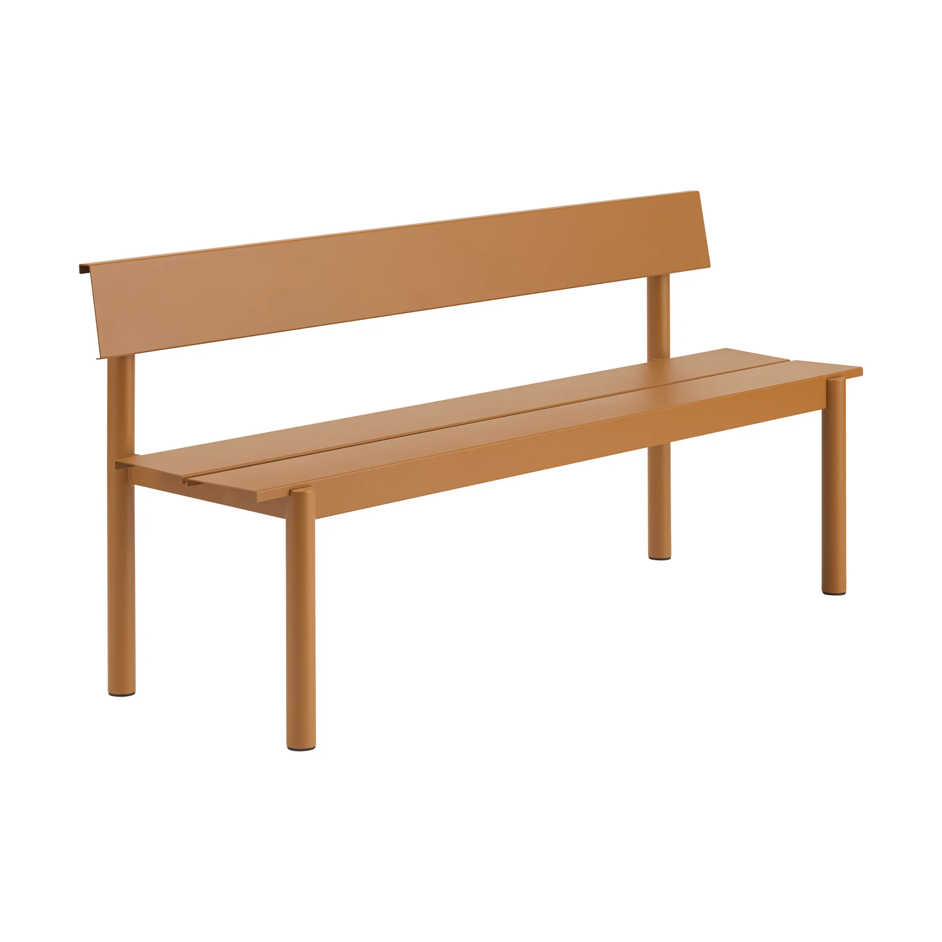 Linear Steel bänk med ryggstöd, Burnt orange, 170x34 cm Muuto