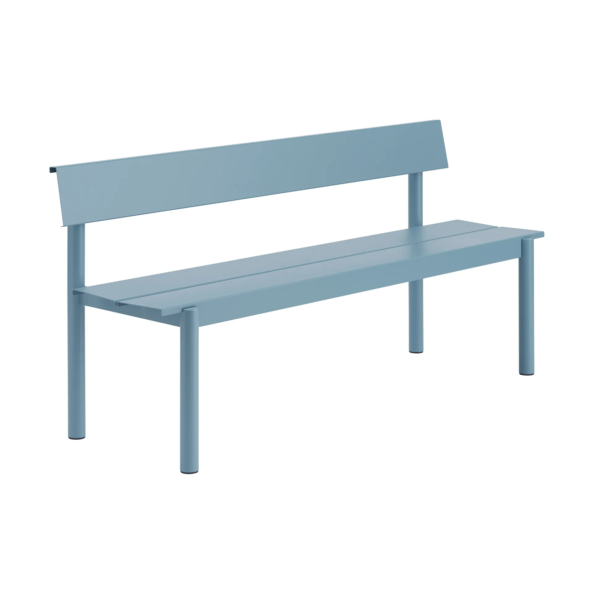 Linear Steel bänk med ryggstöd, Pale blue, 170x34 cm Muuto