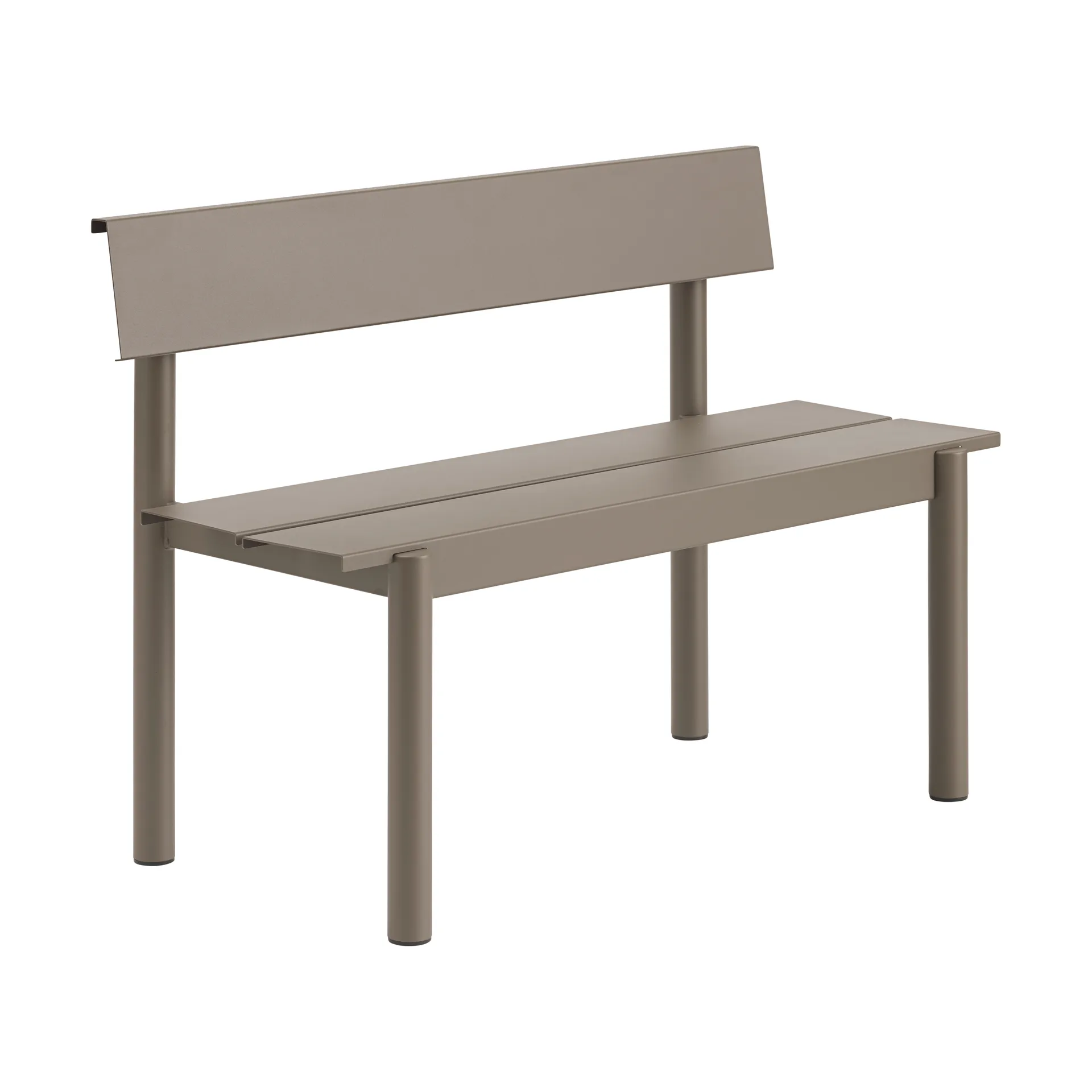Linear Steel bänk med ryggstöd, Taupe, 110x34 cm Muuto
