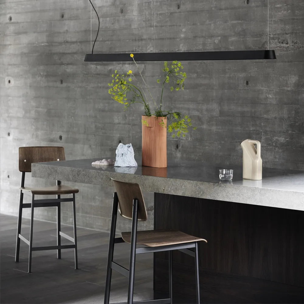 Loft barstol, Oak-hög-dusty green stålstativ Muuto