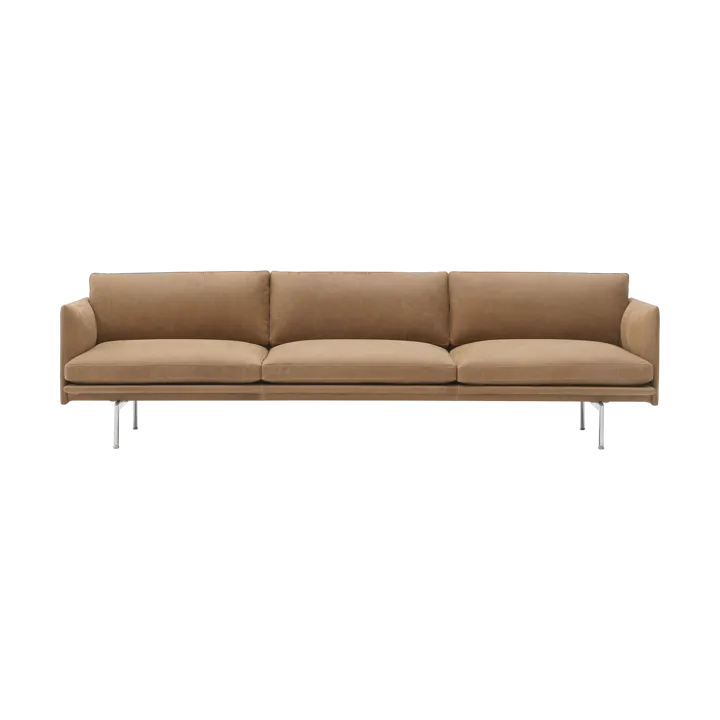 Outline 3,5-sits soffa polished alu - Grace leather Camel - Muuto