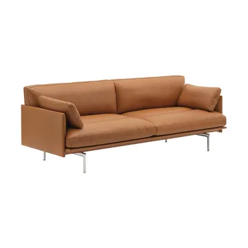 Outline Soft soffa - Refine Leather Cognac-aluminiumben, 3-sits - Muuto
