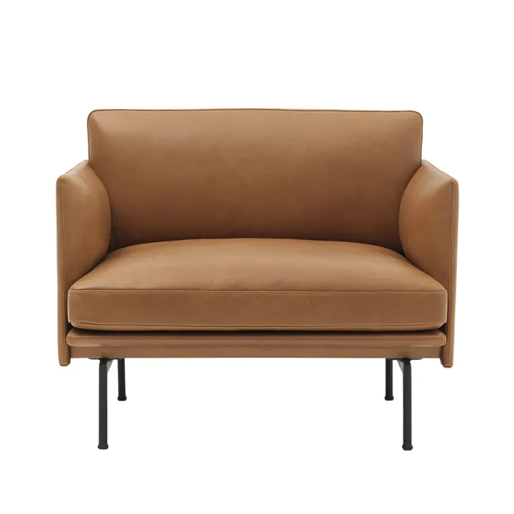 Outline stol svart bas - Refine leather cognac-Black - Muuto