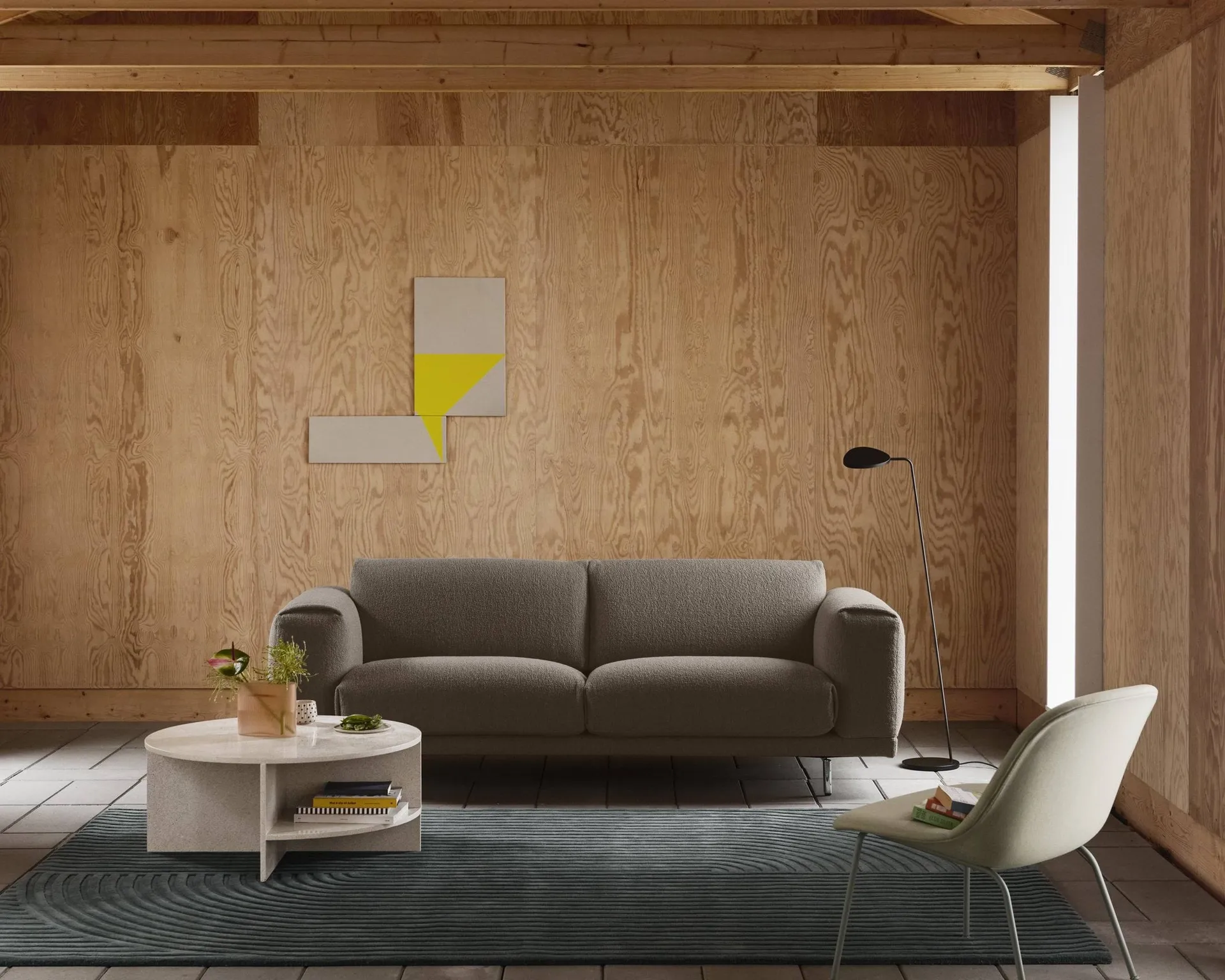 Relevo Rug Quattro ullmatta, Dark green, 170x240 cm Muuto