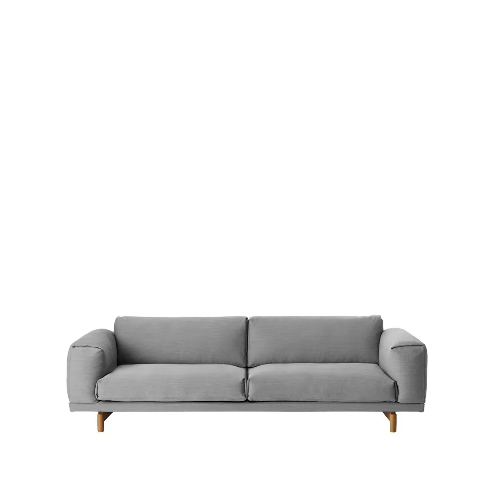 Rest soffa, 3-sits tyg steelcut trio ii 133 light grey-ekben Muuto