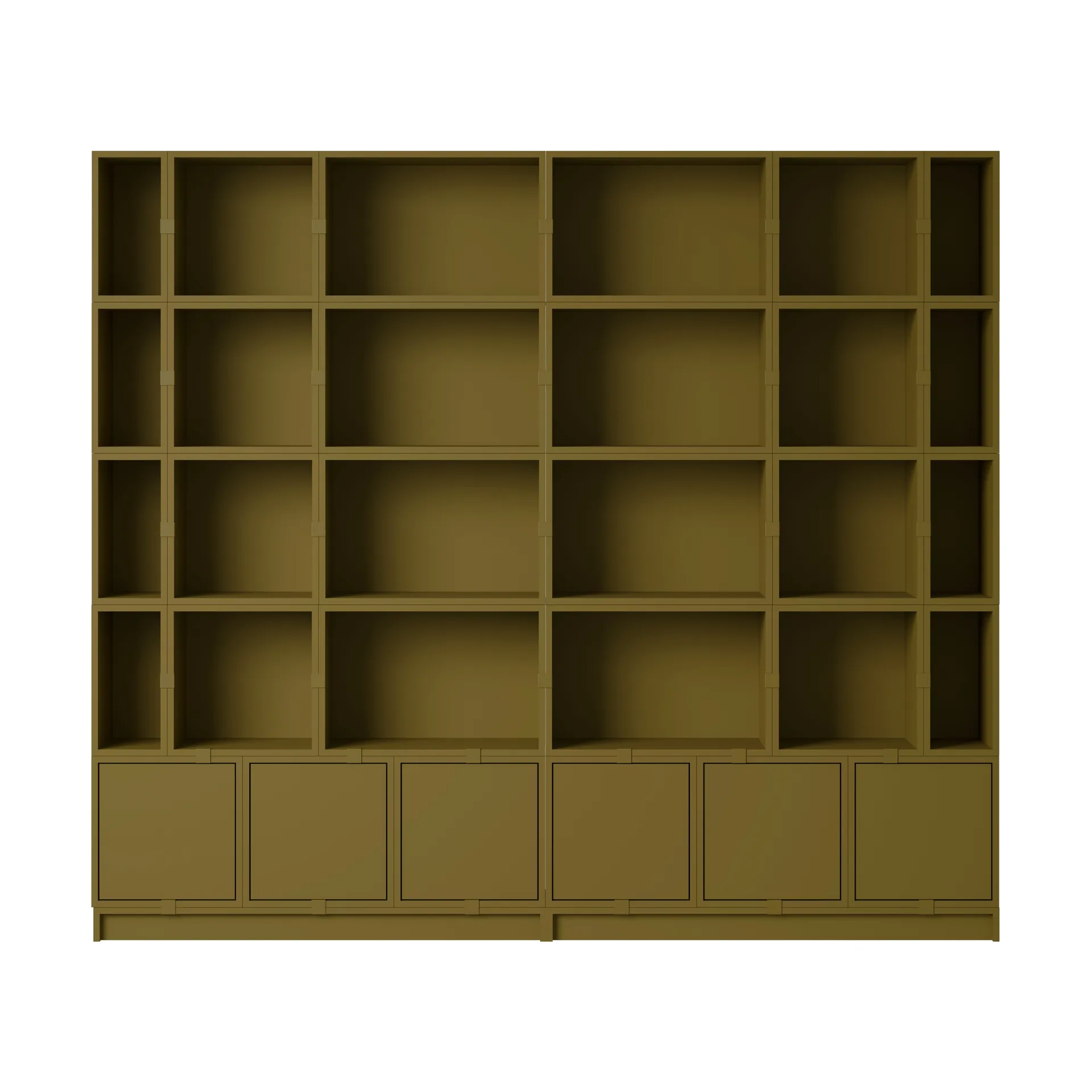 Stacked förvaringssystem bokhylla konfiguration 1, Brown Green Muuto