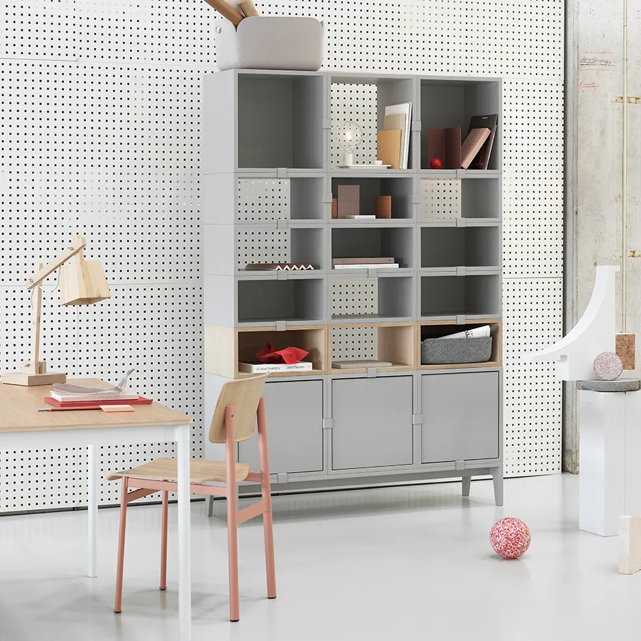 Stacked förvaringssystem medium, Light grey Muuto