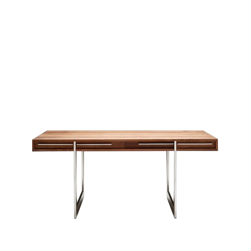 AK 1340 skrivbord, walnut, rostfritt stål, incl. lådor Naver Collection