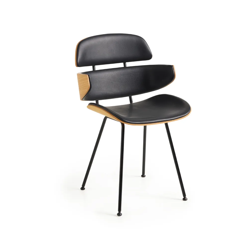 Midas GM 576 karmstol, Svart läder select-oljad ek Naver Collection