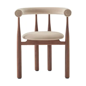 Bukowski karmstol klädd - Walnut, Megan 26 Beige - New Works
