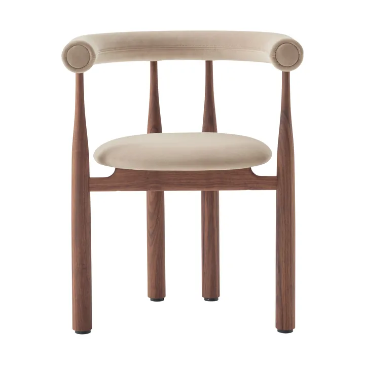 Bukowski karmstol klädd - Walnut, Megan 26 Beige - New Works