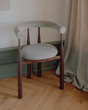 Bukowski karmstol klädd - Walnut, Megan 26 Beige - New Works