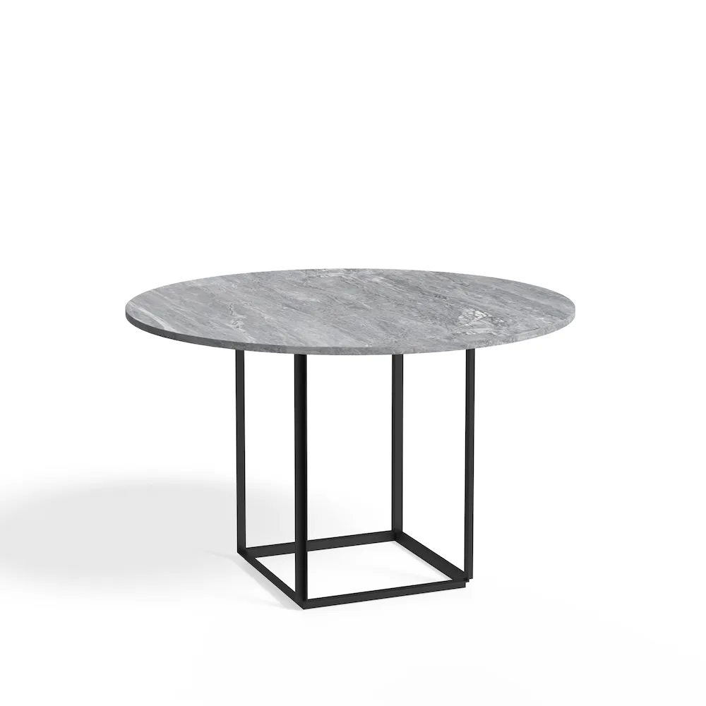 Florence matbord runt, grey ruivina marble, ø120 cm, svart stativ New Works
