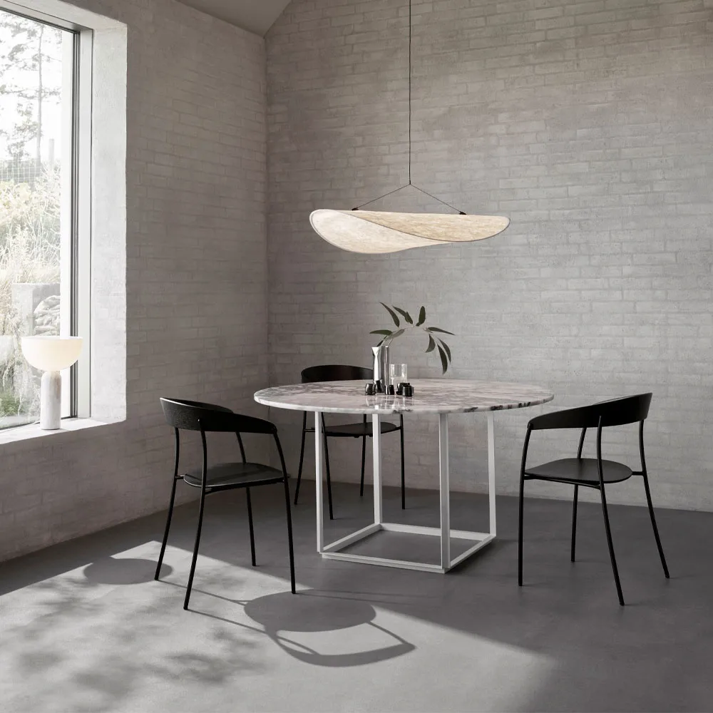 Florence matbord runt, smoked oak, ø120 cm, svart stativ New Works