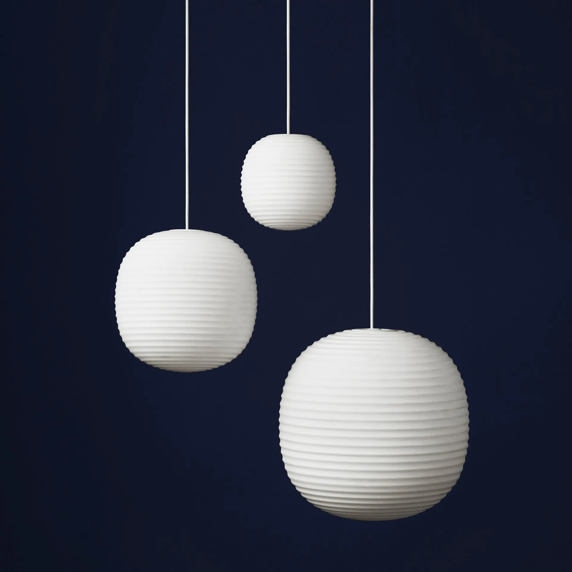 Lantern pendel small, Frosted white opal glass New Works