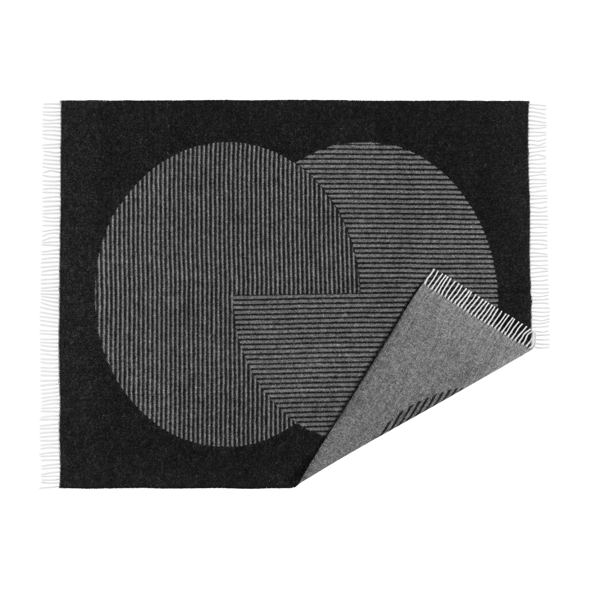 Circles ullpläd 130x185 cm, Svart NJRD