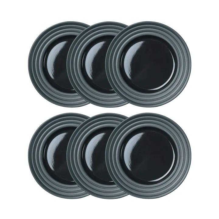 Lines assiett Ø21 cm 6-pack - Mörkgrå - NJRD