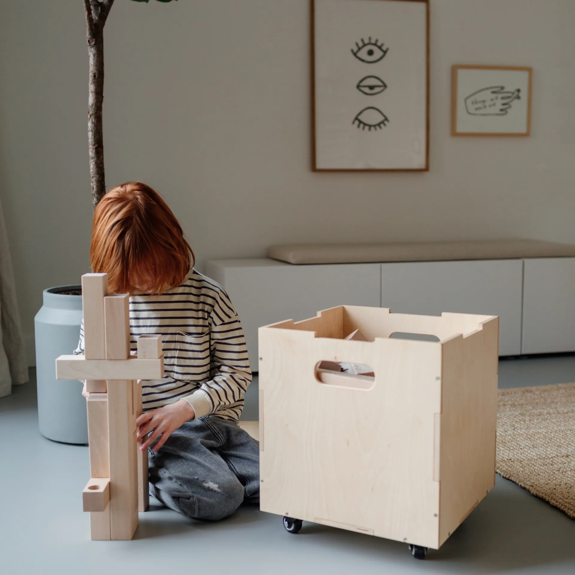 Cube Storage förvaringslåda, Björk Nofred