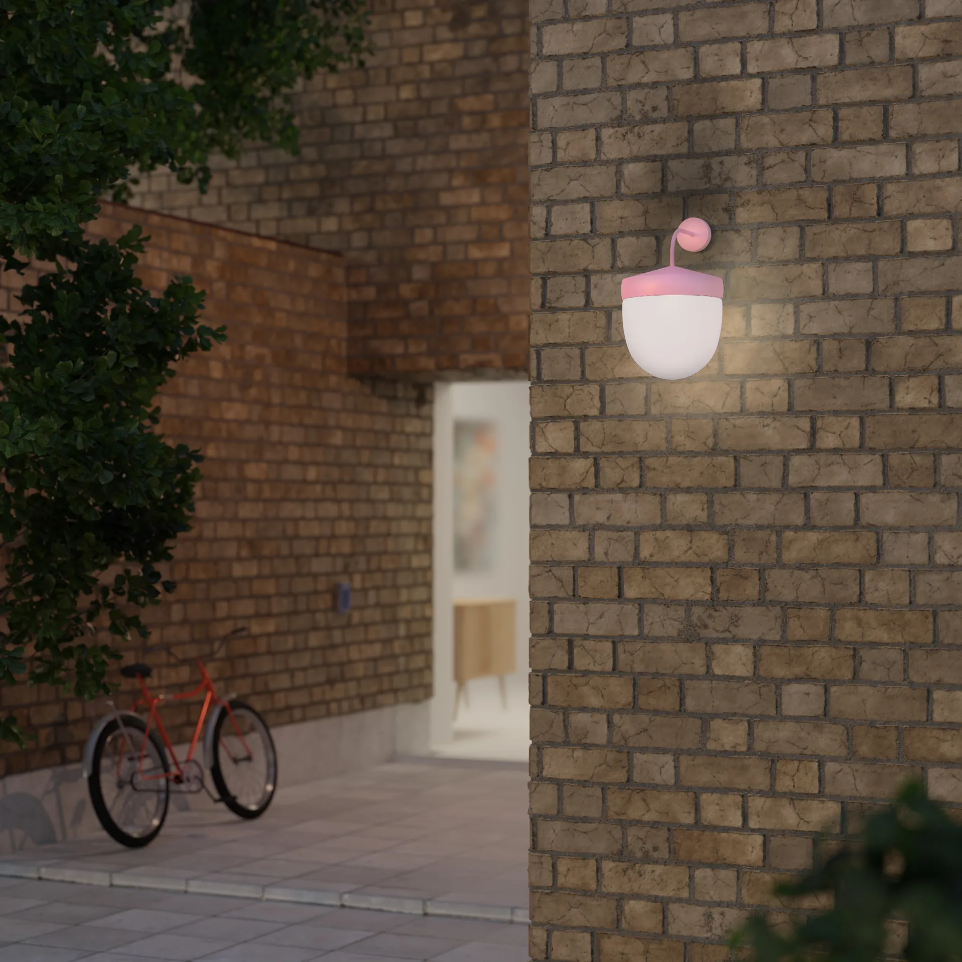 Pan vägglampa frostad 30 cm, Rosa Noon