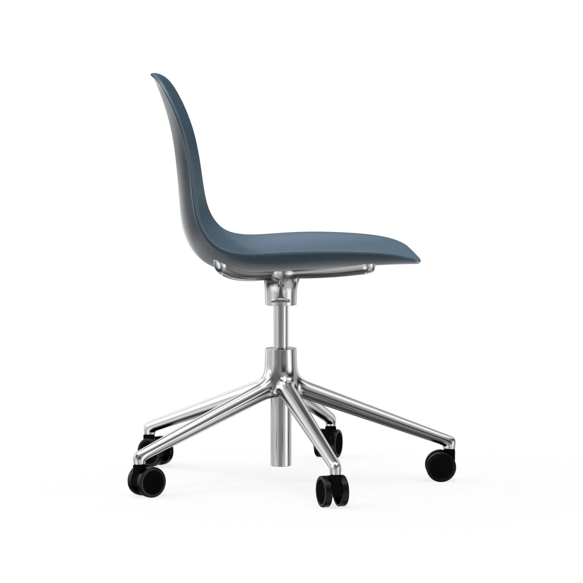 Form chair swivel 5W kontorsstol, blå, aluminium hjul Normann Copenhagen