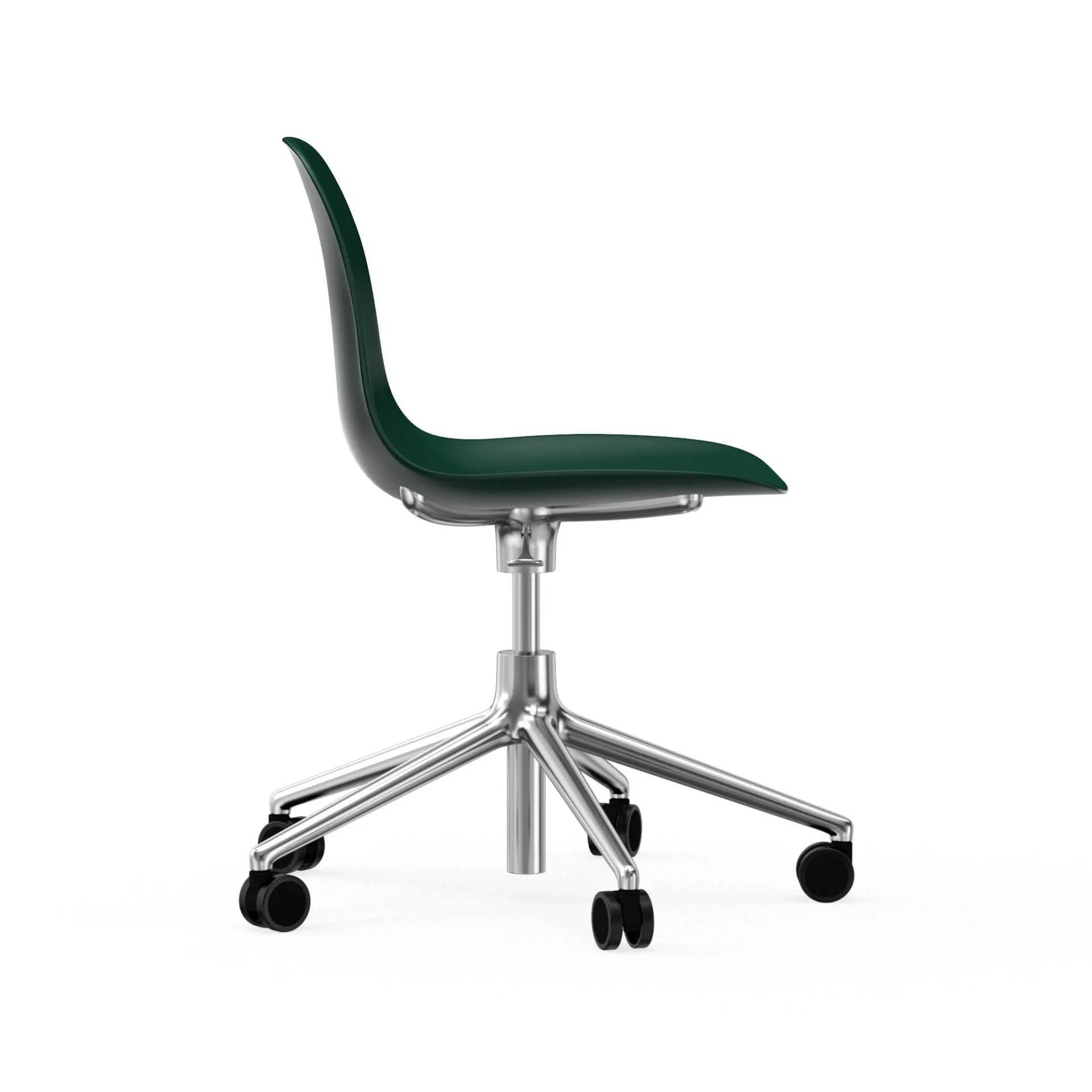 Form chair swivel 5W kontorsstol, grön, aluminium, hjul Normann Copenhagen