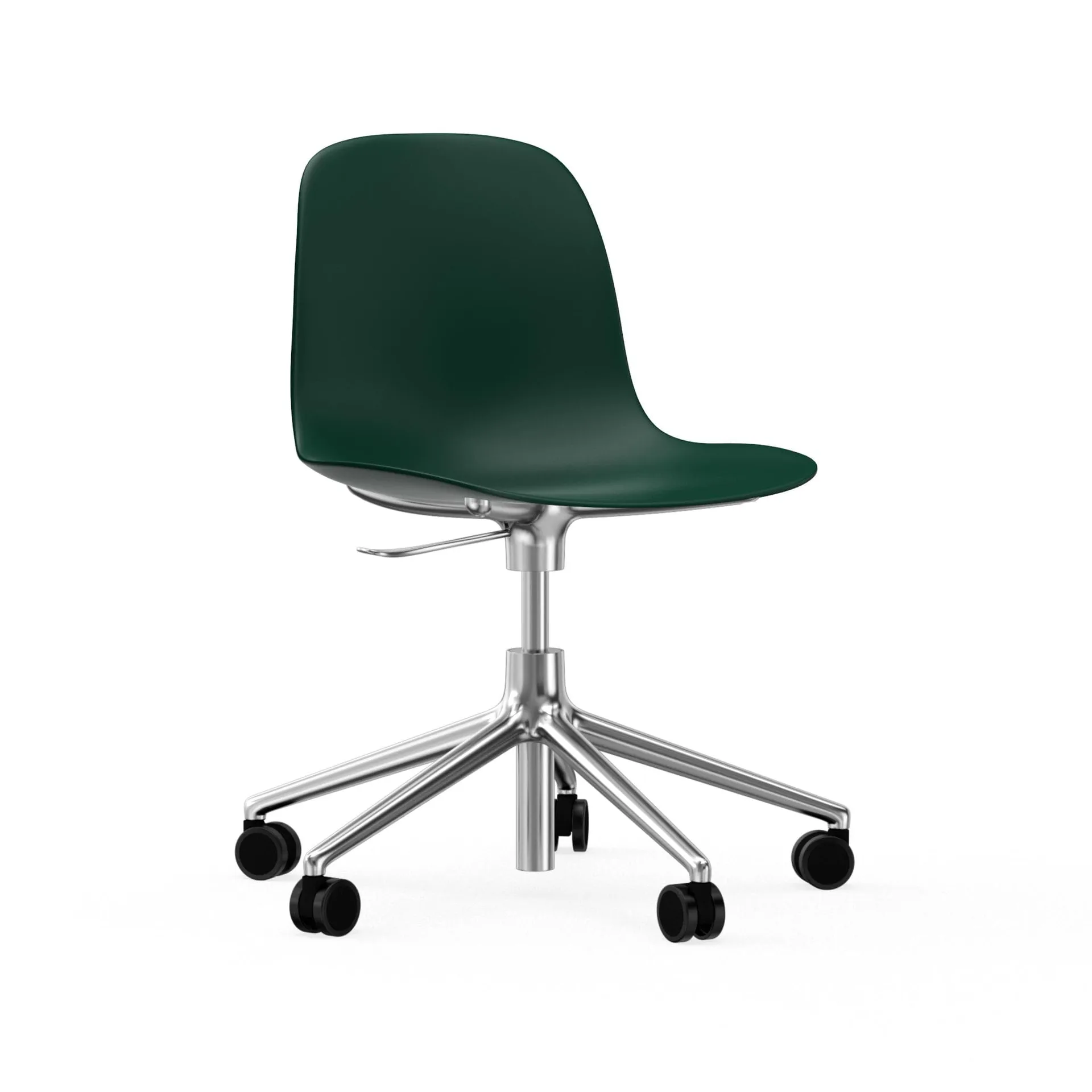 Form chair swivel 5W kontorsstol, grön, aluminium, hjul Normann Copenhagen