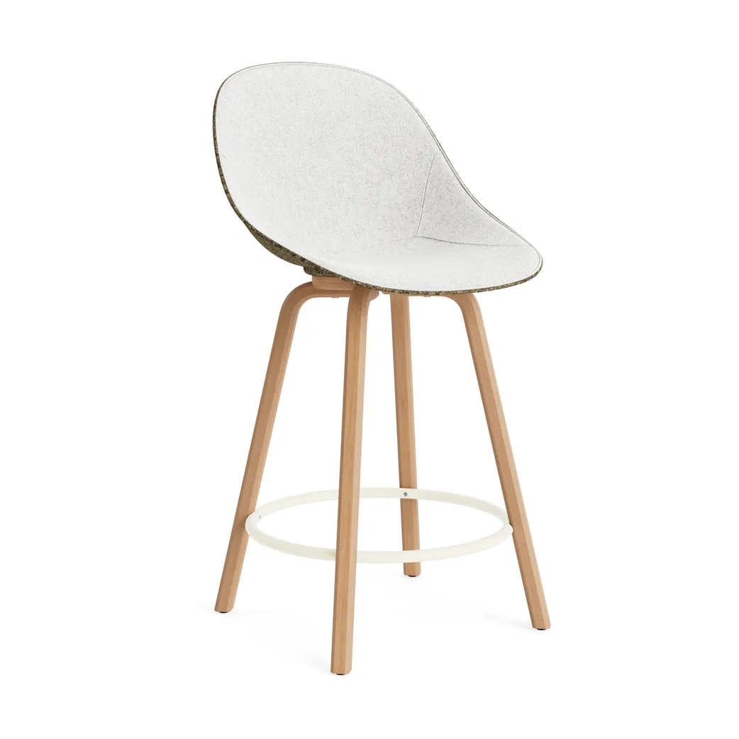 Mat Bar Chair barstol framsideklädd 65 cm, Hallingdal 110-seaweed-beech-cream steel Normann Copenhagen