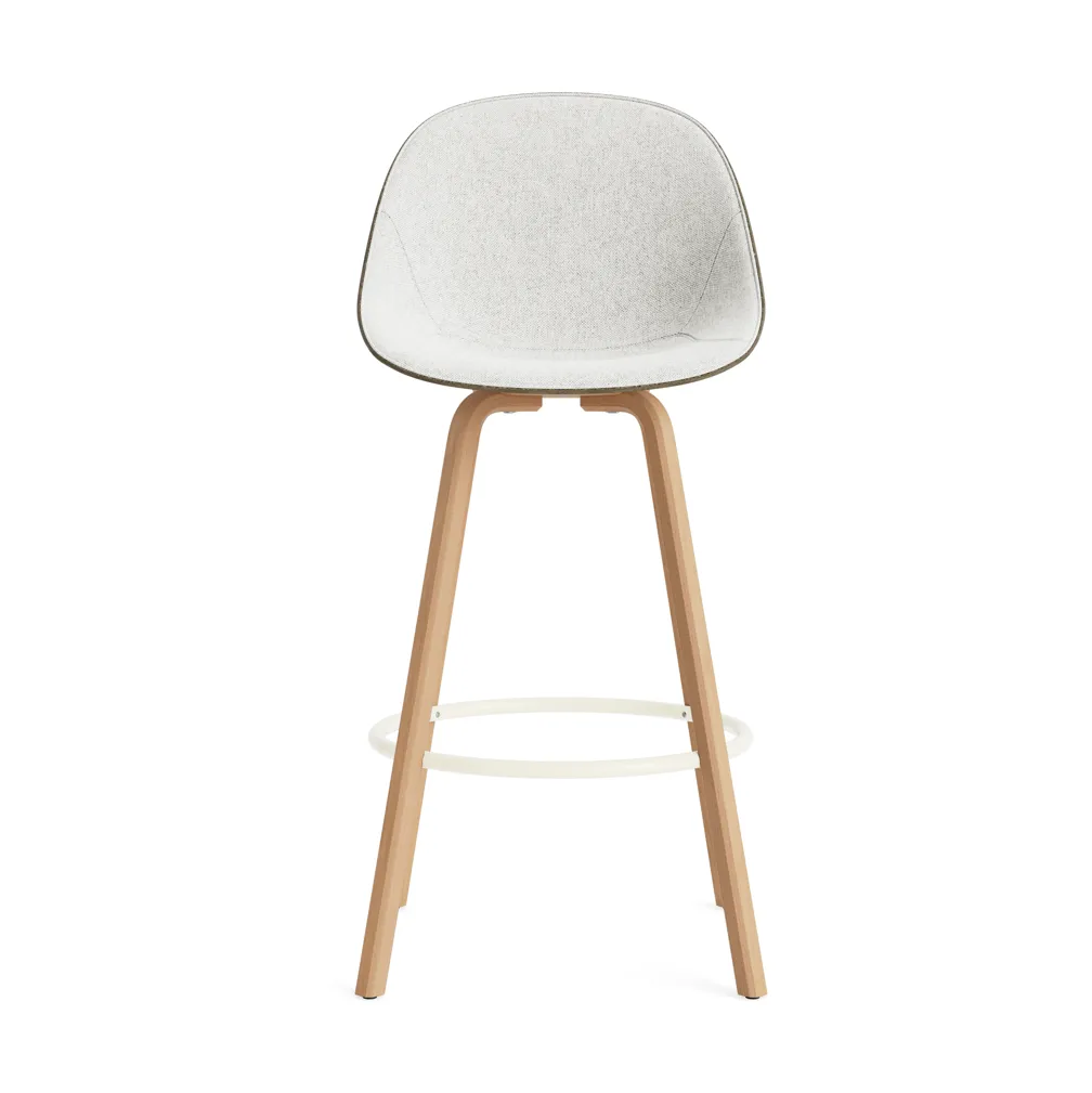 Mat Bar Chair barstol framsideklädd 75 cm, Hallingdal 110-seaweed-beech-cream steel Normann Copenhagen