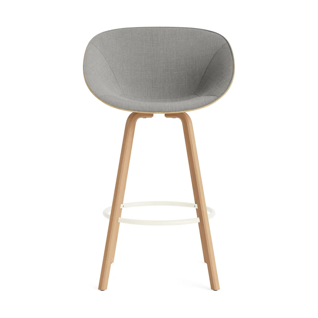 Mat barstol framsideklädd 75 cm, Remix 133-hemp-beech-cream steel Normann Copenhagen