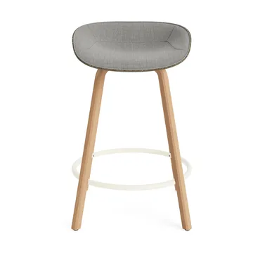 Mat Barstool barpall framsideklädd 65 cm - Remix 133-seaweed-beech-cream steel - Normann Copenhagen