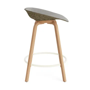 Mat Barstool barpall framsideklädd 65 cm - Remix 133-seaweed-beech-cream steel - Normann Copenhagen