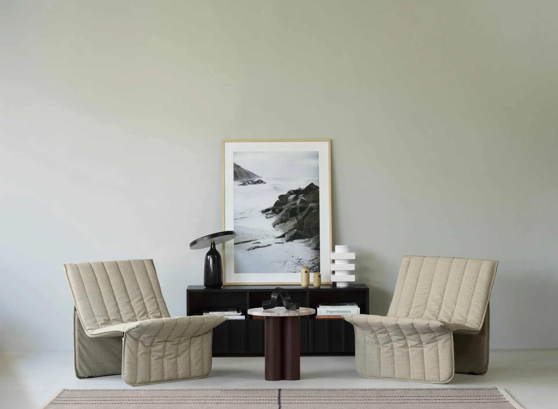 Rib sideboard hybrid, Soft black,, 44x120x38 cm Normann Copenhagen