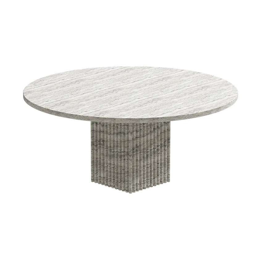 Soho soffbord, Silver travertin, Ø80x35 cm NORR11
