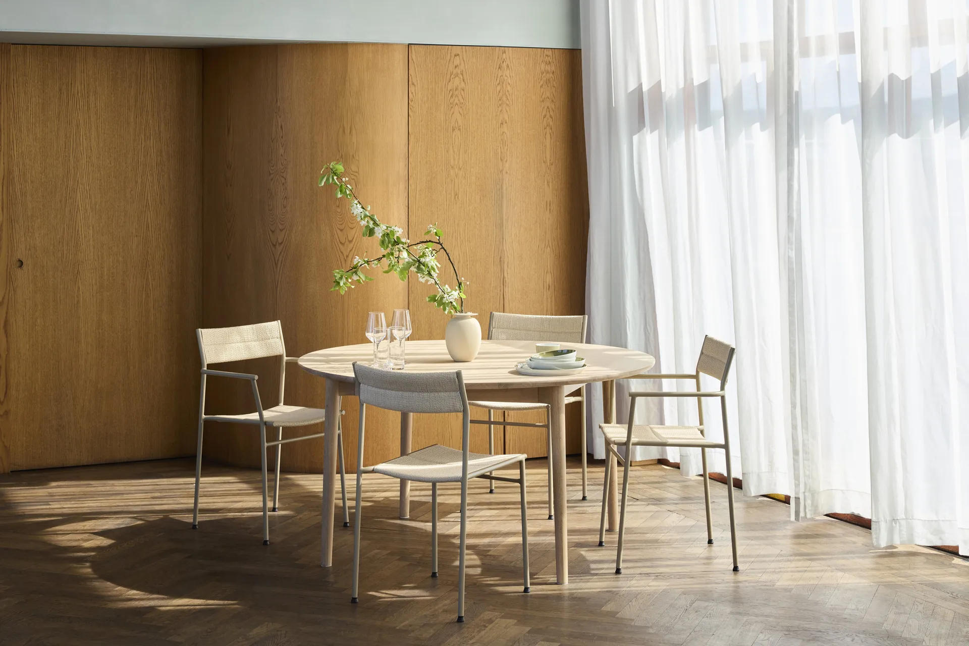 Vev stol, Grey beige-natural rope Northern