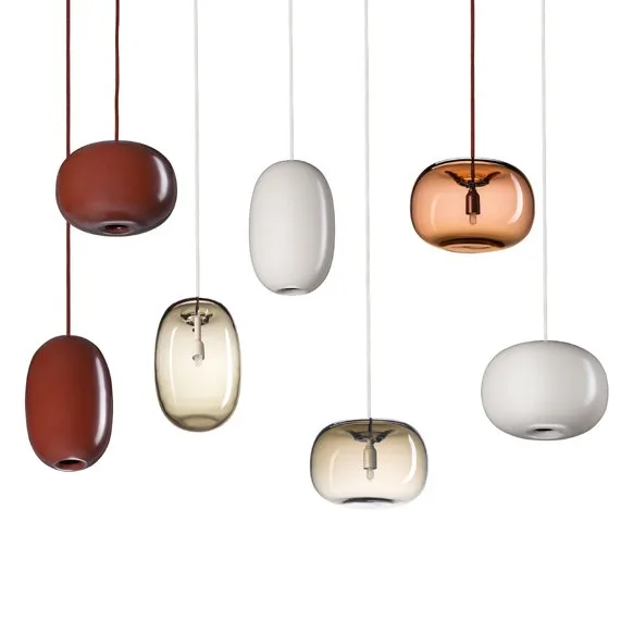 Pebble taklampa avlång, varmgrå-glas Örsjö Belysning