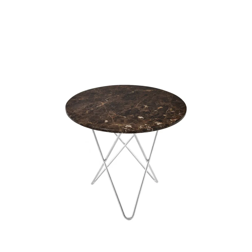 Mini O Table soffbord, marmor brun, rostfritt stativ OX Denmarq