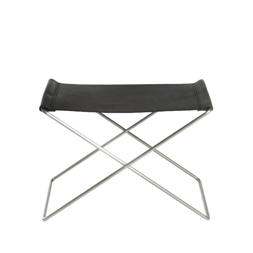 OX Stool pall, Läder svart, rostfritt stål OX Denmarq