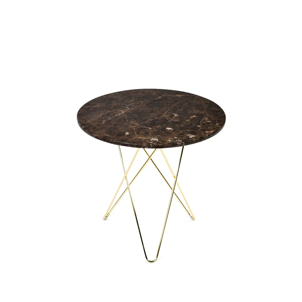 Tall Mini O Table soffbord, marmor brun, mässingstativ OX Denmarq
