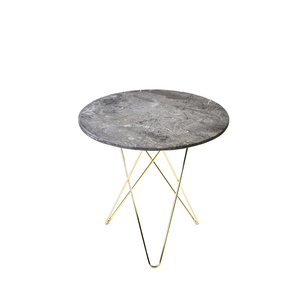 Tall Mini O Table soffbord, Marmor grå, mässingstativ OX Denmarq
