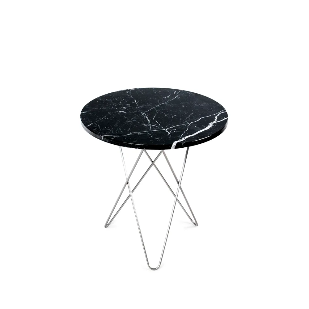 Tall Mini O Table soffbord, Marmor svart, rostfritt stativ OX Denmarq