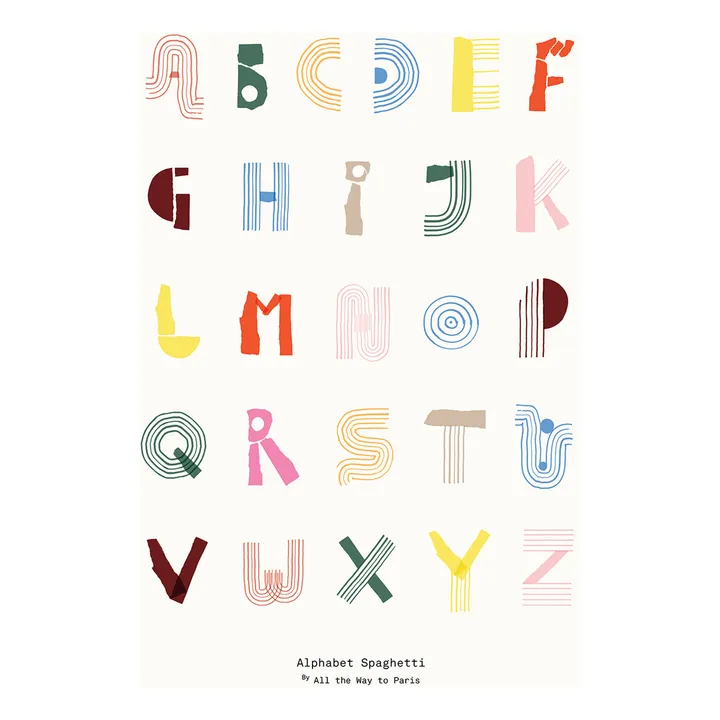 Alphabet Spaghetti ENG Multi-colour poster - 70x100 cm - Paper Collective