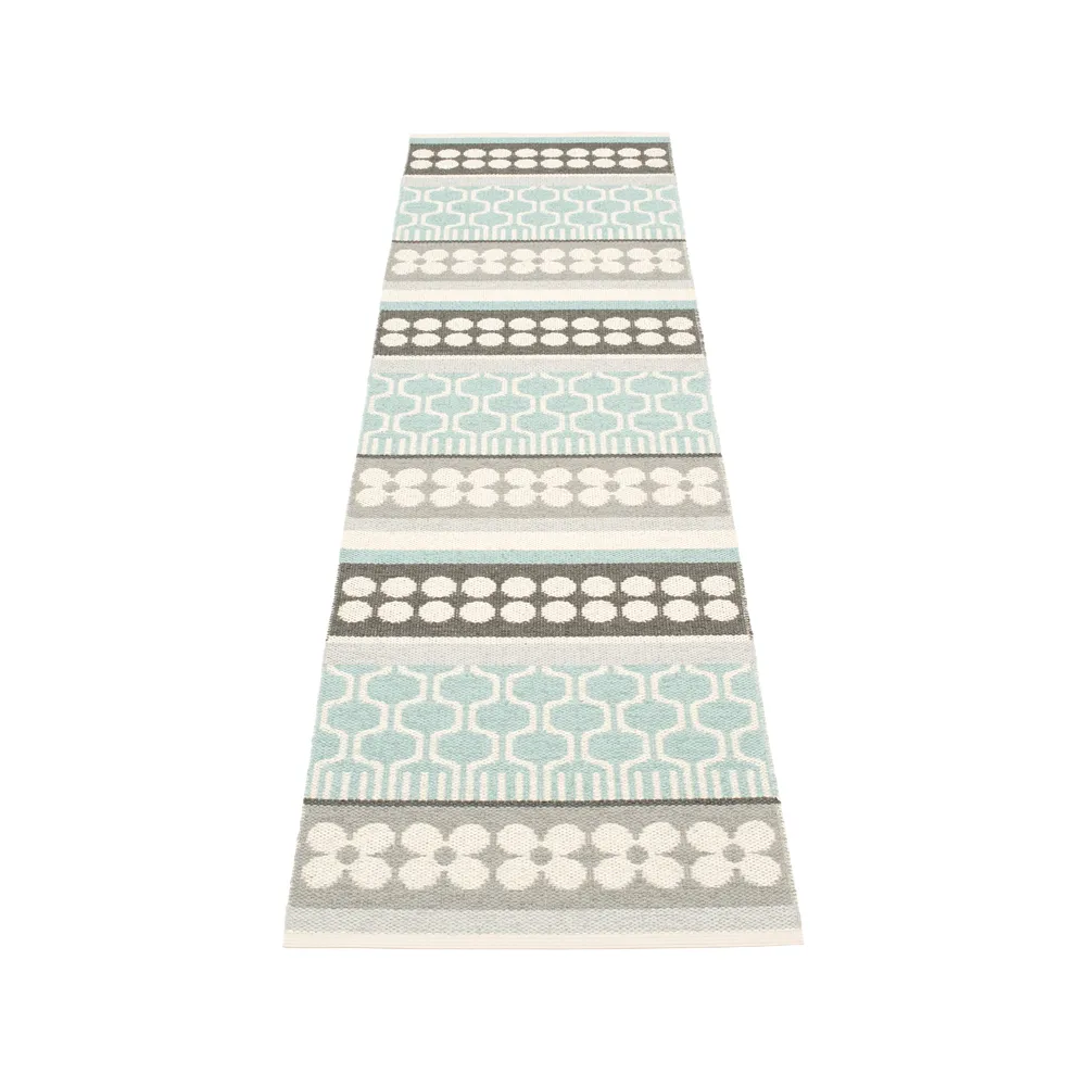 Asta gångmatta, pale turquoise/vanilla, 70x270 cm Pappelina