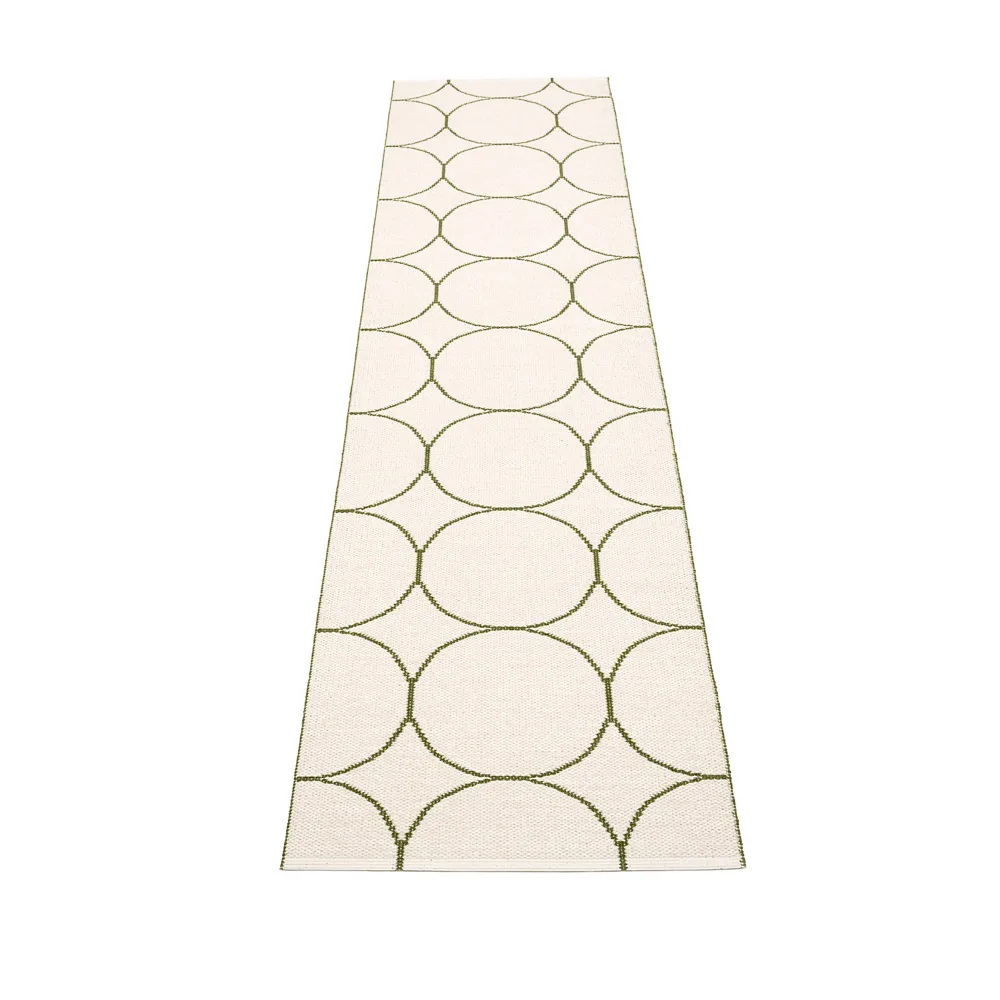 Boo gångmatta, Dark olive/vanilla, 70x300 cm Pappelina