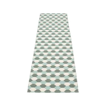 Dana gångmatta - Army/pale turquoise/vanilla, 70x250 cm - Pappelina