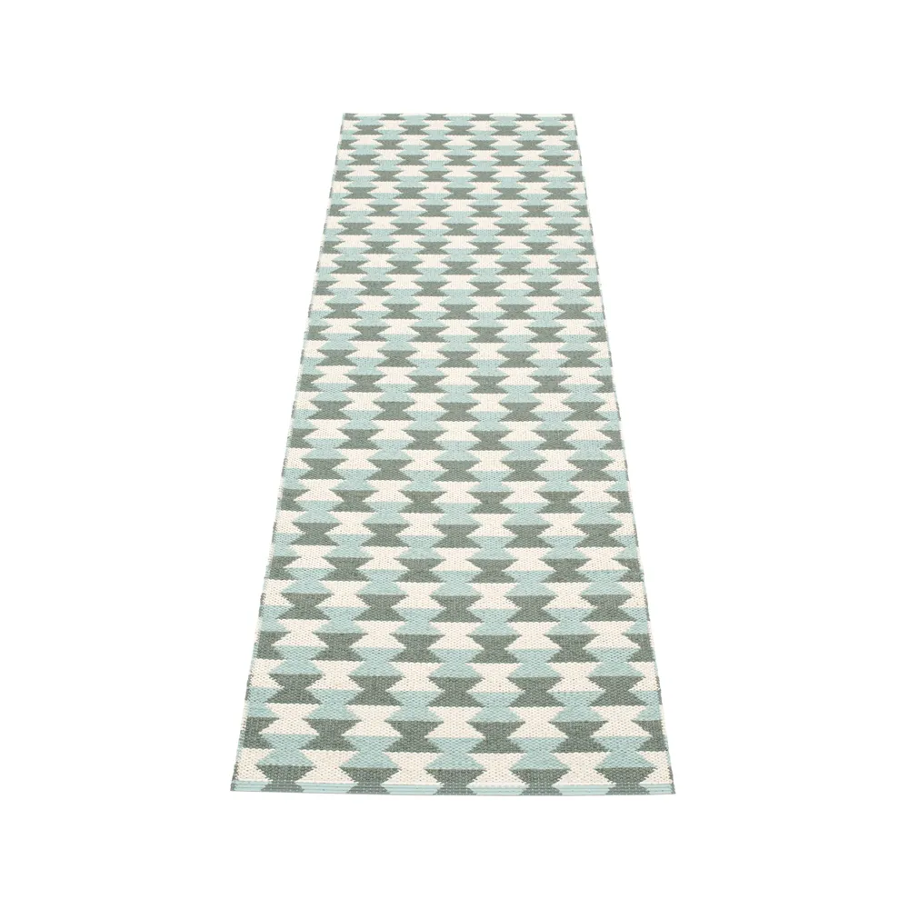 Dana gångmatta, Army/pale turquoise/vanilla, 70x250 cm Pappelina