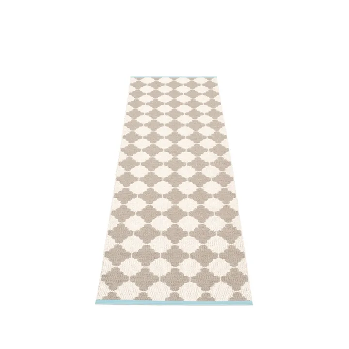 Marre gångmatta mud/vanilla/turquoise edge - 70x300 cm - Pappelina