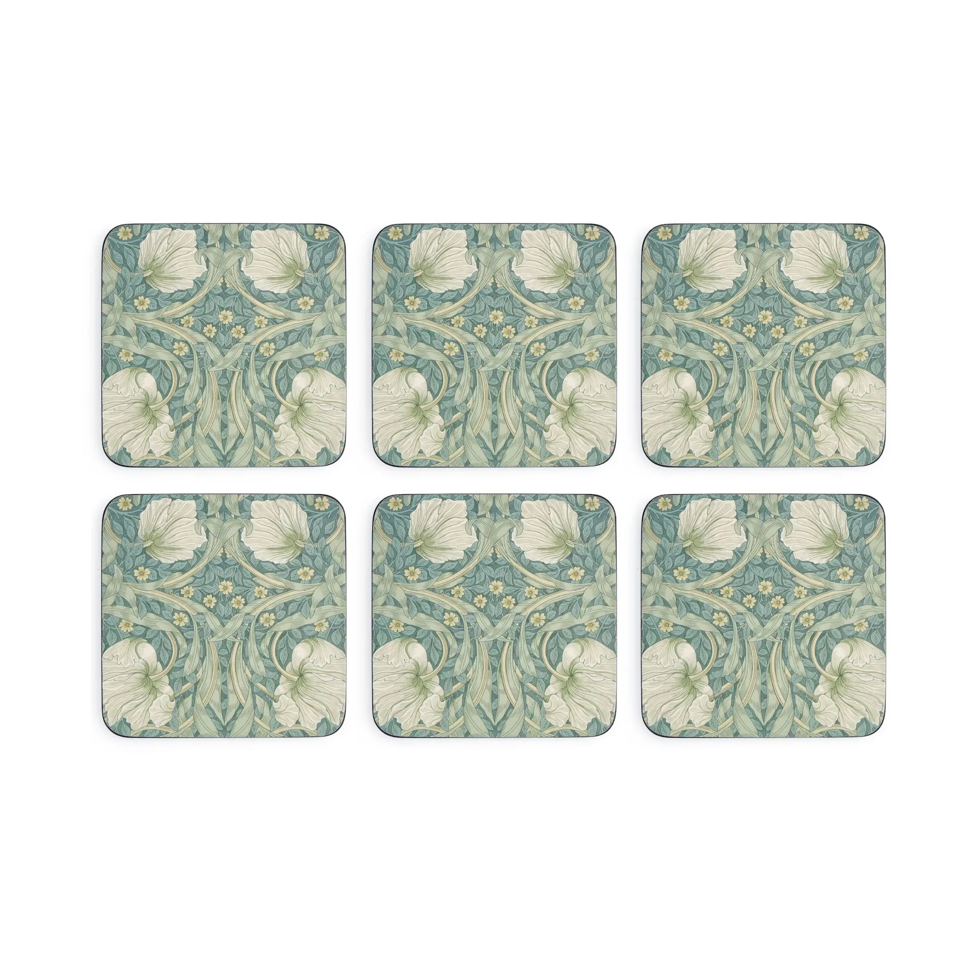 Morris & Co Pimpernel glasunderlägg 6-pack, Grön, blå Pimpernel