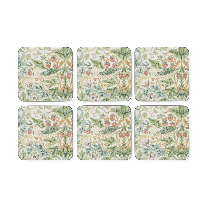 Strawberry Thief glasunderlägg 6-pack - Green - Pimpernel